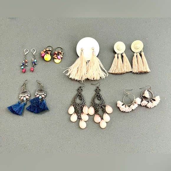 Vintage Earring Lot 7 Pairs Pierced Earrings Fun Boho Style. All in great shape. - Picture 4 of 6